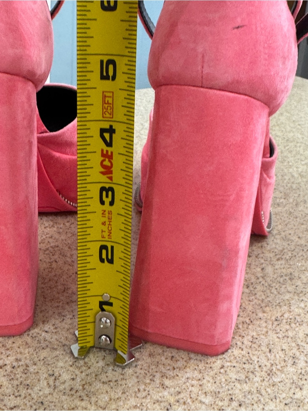 Gianni Bini Otten Pink Suede Ankle Strap Platform Heels 6.5 Fabric Zip - Picture 6 of 12